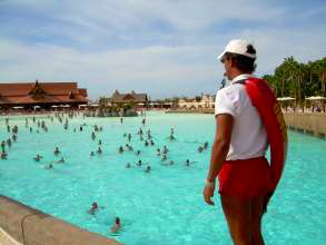 Ausicht auf die Badegste im Siam Park